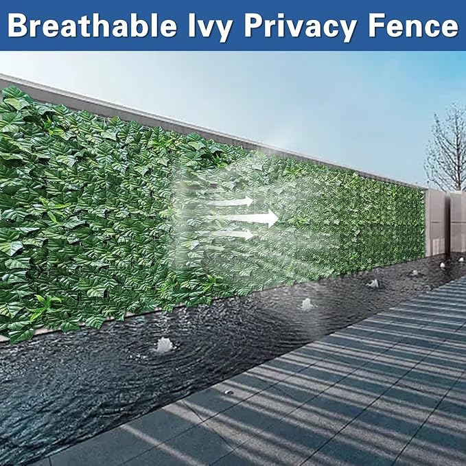 Artificial Ivy Fence Privacy Screen with Mesh Back, 39" x 158" Faux Ivy Vine Leaf Fence Panels, Balcony Privacy Screen, Hedge Wall Decoration for Outside, Garden, Yard, Patio