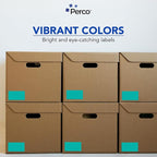 Perco Teal Labels 3x5 Inch 500 Stickers/Roll with Easy Peel Perforation and Strong Adhesion for Inventory Management, Color Coding, Moving Boxes, Retail, Organizing & Crafts – Made in USA