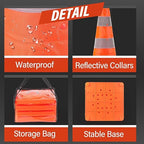 RoadHero 28 Inch 4 Pack Collapsible Traffic Safety Cones, Multi Purpose Pop-up Cones with Reflective Collar for Road Safety, Orange Cones for Driving Training, Parking Lots