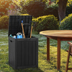 28 Gallon Resin Deck Box, Lockable Patio Outdoor Storage Box for Furniture, Garden Tools and Tools Storage, Waterproof Outside Storage Boxes - Black