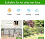 ADAVIN Garden Fence Wide Door Low Threshold, 40 inch High 14 Panels Total 31 Ft(L), Animal Barrier Fence No Dig, Fencing for Garden Beds, Black Iron Metal Heavy Duty Dog Fencing for Yard or Camping