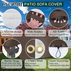 Square Heavy Duty Patio Table Covers Waterproof, 600D Outdoor Dining Table and Chair Set Covers, Outdoor Furniture Cover Waterproof for Sectional Sofa Couch 84''L x 84''W x 32''H, Brown