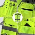 TCCFCCT Mesh High Visibility Safety Vest for Men Women 9 Pockets Hi Vis Reflective Vest for Safety, Work Vest with Reflective Strips, Meets ANSI/ISEA Standards, (Yellow, 4X-Large)