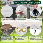 Heavy Duty Patio Furniture Covers Waterproof, 600D Outdoor Furniture Cover Waterproof for Sectional Sofa Couch, Outdoor Dining Table and Chair Set Covers 110''L x 84''W x 28''H, Beige Brown