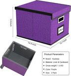 Huolewa Upgraded File Organizer Boxes with Lids, Linen Hanging Filing & Storage Boxes with Plastic Slides for Office/Decor/Hom, Universal Hanging Filing Organization Boxes for Letter/Legal Folder