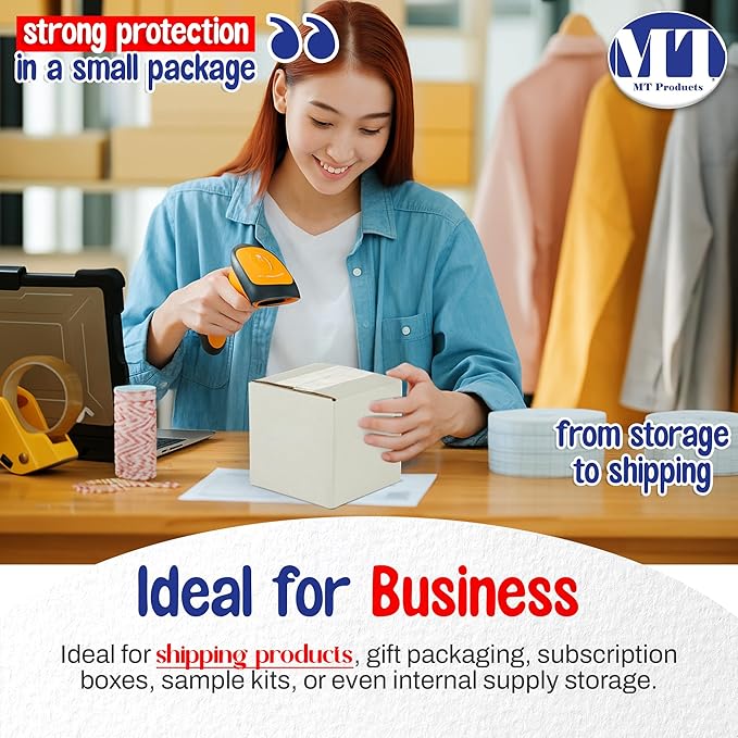 MT Products Sturdy White Corrugated Cardboard Shipping Boxes 7" x 7" x 7" - Small Mailing/Moving Boxes for Transport - Pack of 10