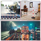 Konohan 6 Pack 34 Inch Parking Cone Delineators Post Traffic Cone Plastic Stanchion Set Stands Parking Barrier with Base 6.6 ft Chain S Hooks Reflective Collar (Red,White)