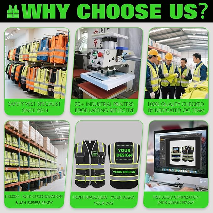 BeautyWill Custom Logo Safety Vest Class2 High Visibility Reflective Vest Breathable Construction Vest