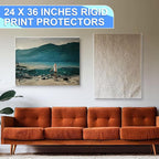 Sherr 5 Pcs Rigid Print Protectors Fit 24 x 36 Inch Poster Paper, Top Loading Page Protectors Plastic Poster Sleeves PVC Clear Sheet Holder to Display Photo Document Magazine Certificate