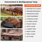 Tarp 10x12FT, Large 16 Mil Heavy Duty Tarps, Waterproof Tarp with Brass Grommets and Reinforced Edges, UV Resistant, Tear&Fade Resistant Poly Tarp for Outdoor Camping Pool Car Tent