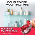 GripBond Clear Double Sided Tape, 1 Roll (10 Ft), 1.2”x120” – Clear Mounting Tape for Hanging Picture, Poster, Carpet, Photo Decorations - Nano Adhesive for Home, Office, Indoor & Outdoor Use
