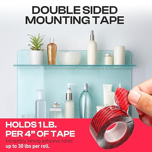 GripBond Clear Double Sided Tape, 1 Roll (10 Ft), 1.2”x120” – Clear Mounting Tape for Hanging Picture, Poster, Carpet, Photo Decorations - Nano Adhesive for Home, Office, Indoor & Outdoor Use