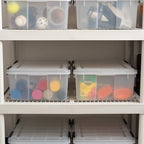 IRIS USA WeatherPro 31 Qt Storage Bins with Lids, 6 Pack, BPA-Free Plastic Gasket Box with Tight Latch and Seal, Stackable Nestable Tote Tub - Clear/Black