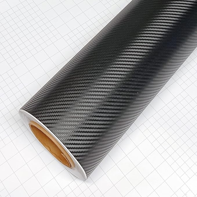 3D Black Carbon Fiber Vinyl Bubble Car Wrap Film Automotive DIY Decals (120" x 60" / 10 FT x 5 FT)