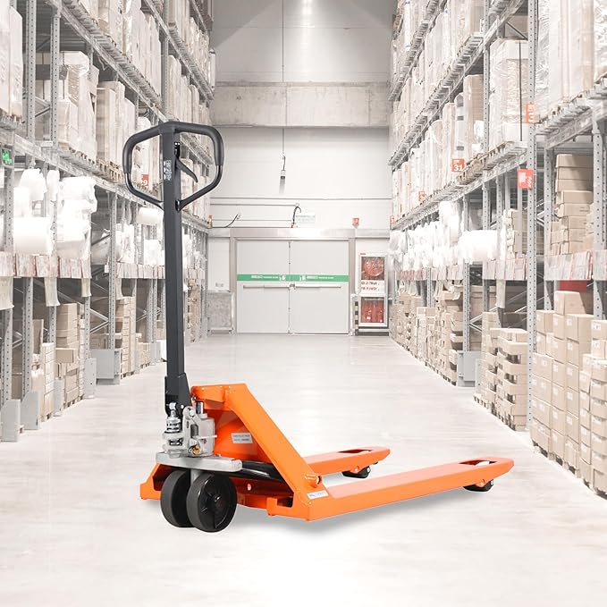 Tory Carrier Pallet Jack 5500 Lbs Capacity 48" Length x 21" Width Forks Standard Duty Pallet Trucks, Hand Truck, Manual Pallet Jack, Orange