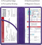 CANOPUS Car Registration and Insurance Holder, PU Leather Card Holder, Vehicle Glove Box Organizer for Auto, SUV, Truck, Purple