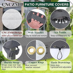 Heavy Duty Patio Furniture Covers Waterproof, 600D Outdoor Furniture Cover Waterproof for Sectional Sofa Couch, Outdoor Dining Table and Chair Set Covers 52''L x 22''W x 35''H, Grey