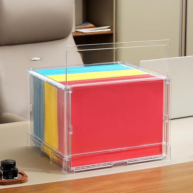 UMAIL File Box,Hanging File Organizer,Portable Storage Bins with Lids,Letter-size File Holder File Cabinet for Office/Home/Decor No Folders(1pack