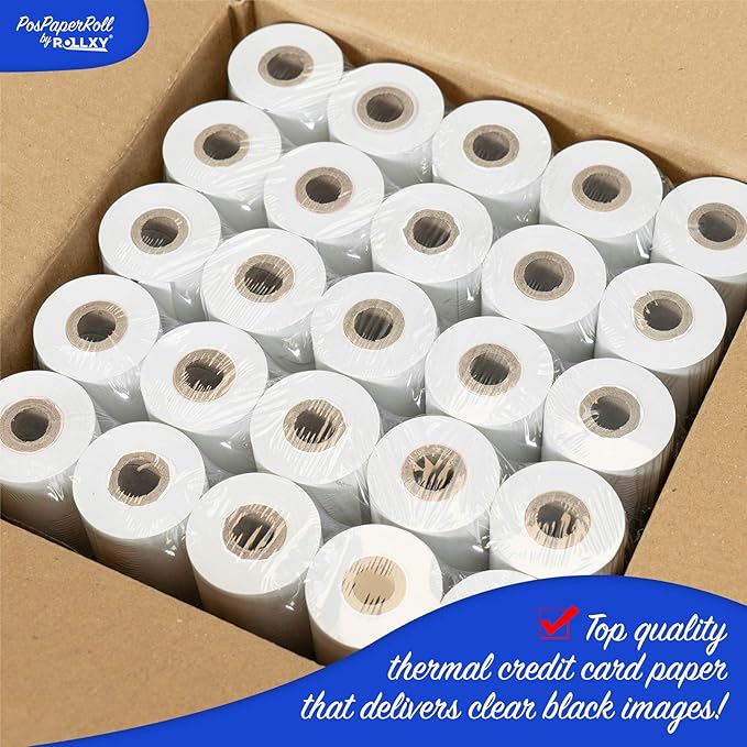 2-1/4 X 70 Thermal Paper Verifone VX520 Ingenico ICT220 ICT250 First Data FD400 Nurit 8000 8020 STP103, 50 BPA Free Rolls by Rollxy