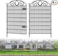 4 Panels No Dig Tall Garden Fence with Gate – 48" H X 10.5' L Rustproof Metal Dog Fence Outdoor for Yard, Decorative Animal Barrier Fence for Pet, Garden Border, Patio, Flower | Temporary Fencing