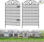 4 Panels No Dig Tall Garden Fence with Gate – 48" H X 10.5' L Rustproof Metal Dog Fence Outdoor for Yard, Decorative Animal Barrier Fence for Pet, Garden Border, Patio, Flower | Temporary Fencing