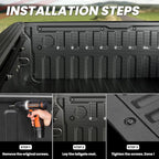 LASFIT Tailgate Mat for Ram 1500 2009-2018, for Ram 2500/3500 2009-2025, for Ram 1500 Classic 2019-2024 Standard Tailgates, All Weather TPE Tailgate Protector Liner Replacement Accessories, Black
