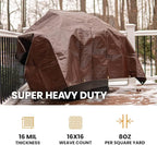 WHITEDUCK Super Heavy Duty Poly Tarp Cover 16 Mil & 10 Mil with Grommets and Reinforced Edges (Brown, White & Silver Black) (Brown- 16 Mil, 30' x 30')
