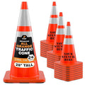 Xpose Safety 28 Inch Orange Traffic Cones with 6" & 4" Collars, 24-Pack - Multipurpose PVC Plastic Safety Cone for Parking, Soccer, Caution, Kids and Construction - DOT Approved