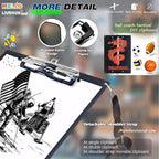 Aluminum Metal Clipboard with Detachable Adjustable Shoulder Strap A4 Double Clip Board Stainless Hangable w/Pen Holder Letter 9" x 12.6" for School Office Business Factory (Black-with Strap, A4)