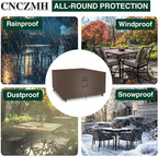 Square Heavy Duty Patio Table Covers Waterproof, 600D Outdoor Dining Table and Chair Set Covers, Outdoor Furniture Cover Waterproof for Sectional Sofa Couch 32''L x 32''W x 28''H, Brown