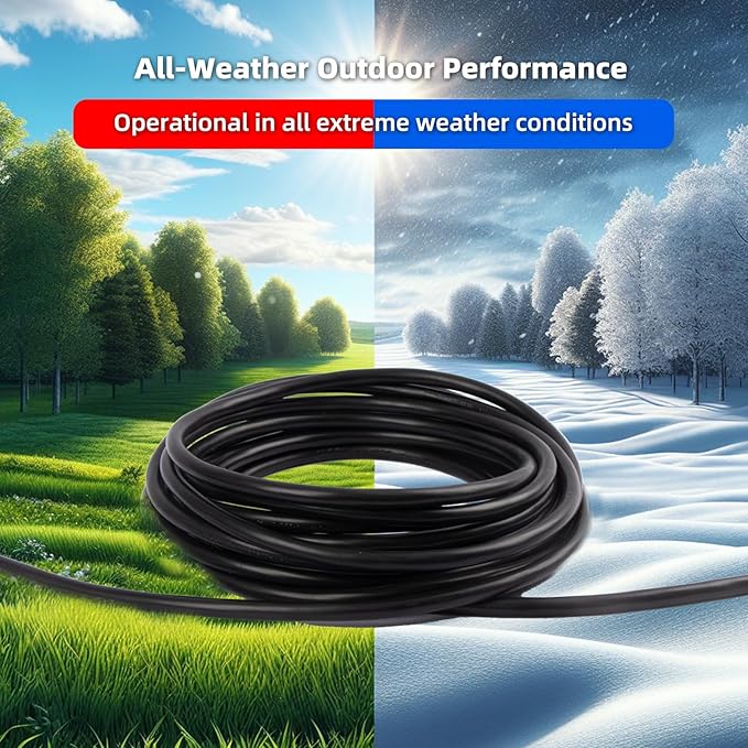 15 FT Outdoor Extension Cord Waterproof, Black, 3-Prong Power Cord, 16 AWG SJTW, 13A 1625W, Grounded, General Purpose Long Extension Cord for Lawn & Garden, ETL Listed