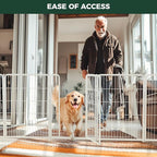 FXW Dog Gate Extra Wide Designed for Indoor Use, Adjustable Width Up to 83-inch Wide (40" H 3 Wire Panels for Medium and Large Dogs), White