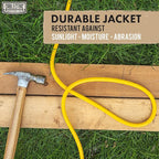 10 Ft Outdoor Extension Cord - 12/3 SJTW Heavy Duty Yellow 12 Gauge Lighted Electrical Cable with 3 Prong Grounded Plug