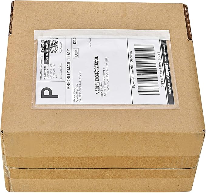 SJPACK 2000 7.5" x 5.5" Clear Adhesive Top Loading Packing List/Label Envelopes Pouches