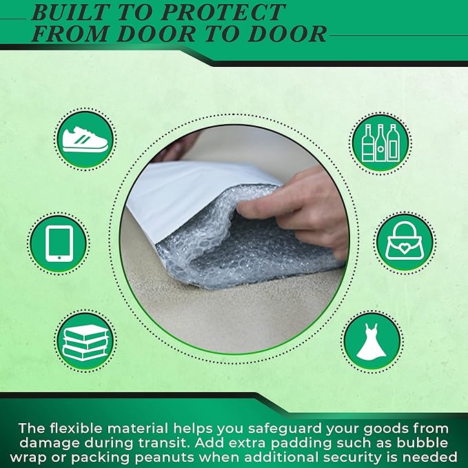 3000 Pack Secure Seal White Poly Mailers - 7.5x10.5 Safe Shipping Bags - E-Commerce Self Sealing 2 Mil Poly Envelopes