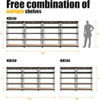 PrimeZone 2 Pack Storage Shelves 48" x 24" x 72" - 5 Tier Heavy Duty Adjustable Garage Storage Shelving, Metal Storage Utility Rack Shelf Unit for Warehouse Pantry Closet Kitchen, Black
