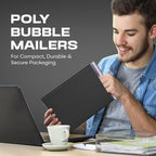 Black Poly Bubble Mailers 7.25x12 inch #1 | Self Seal Padded Envelopes | Cushioned Bubble Mailer | Usable Size 7.25x11 | WaterProof | Lightweight mailing Shipping Bags | 200 Pack Bulk | Made in USA