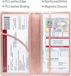 CANOPUS Car Registration and Insurance Holder, PU Leather Card Holder, Vehicle Glove Box Organizer for Auto, SUV, Truck, Rose Gold