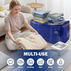8 Pack Extra Heavy Duty Large Moving Bags with Strong Zipper & Carrying Handles, Sturdy Clothes Storage Bag Totes Bins, Packing Bags Moving Boxes College Moving Supplies, Dark Blue - 33 gal