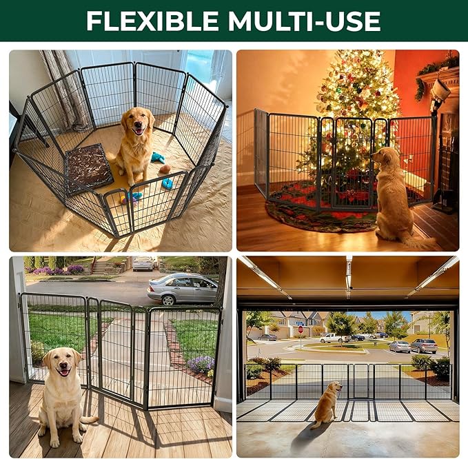 FXW Dog Gate Extra Wide Designed for Indoor Use, Adjustable Width Up to 55-inch Wide (40" H 2 Wire Panels for Medium and Large Dogs), Black