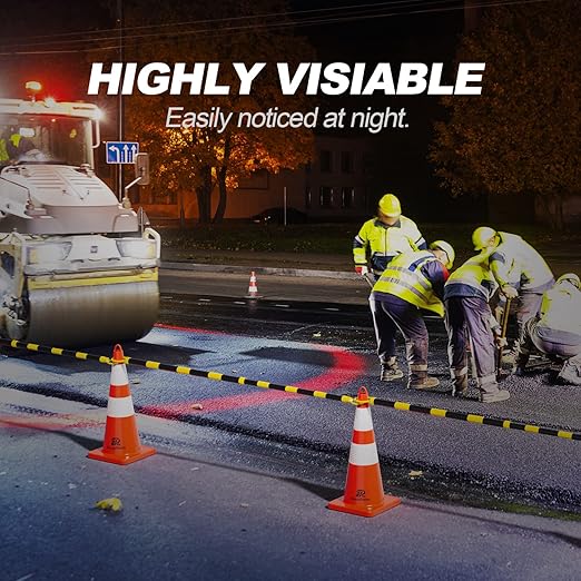 RoadHero 4 Pack 4 FT to 6.9 FT Retractable Cone Bar, Expandable Traffic Cone Bars for Parking Lots, Extendable Barricade for Road Construction, Black and Yellow, Cone Not Included