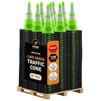 Xpose Safety 28" Lime Traffic Cones 6" & 4" Reflective Collar - Bulk Half Pallet 150 Pack - Premium PVC Safety Cone for Parking, Caution, Construction, Road Crews, Emergency Vehicle - DOT Approved