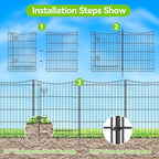 INJOPEXI Garden Fence 6 Panels 11.8ft(L)×30in(H) Decorative Garden Fences Outdoor with 5 Panels + 1 Gate, Rustproof Metal Wire No Dig Temporary Animal Barrier Fencing Border Dog Fence for Yard Patio