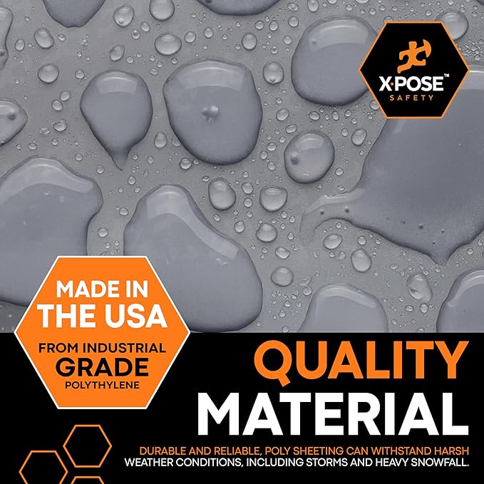 Xpose Safety Clear Plastic Sheeting 5 Pack – 10' x 100' Rolls – Heavy Duty 3.4 Mil Poly Sheet – Waterproof, Dustproof, Vapor Barrier – for Construction, Painting, Industrial Use