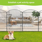 Decorative Garden Fence 12 Panels 29.6ft(L)×38in(H) No Dig Animal Barrier Fencing with 11 Panels + 1 Gate, Metal Garden Fences Rustproof Wire Border Temporary Dog Fence for Patio Yard Outdoor