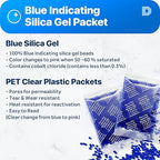 Dry & Dry 20 Gram [50 Packets] Blue Indicating(Blue to Pink) Silica Gel Packets Desiccant Silica Gel Packets - Rechargeable Silica Packets, Silica Gel, Silica Gel Packs