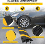 6 FT Heavy Duty Rubber Speed Bump 4-Pack, Driveway Cable Protector Ramp with Installation Bolts for Parking Lots, Garage & Gravel Roads