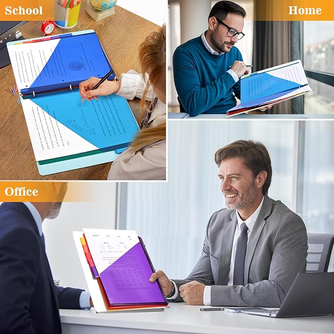 8-Tab Dividers for 3 ring binder, 96 Count Binder Dividers with Pockets, Subject Dividers, 3-Hole Plastics Sheets Protectors for US Letter Size in 0.5", 1",2" Binders, Vibrant 8 Color, 12 Packs