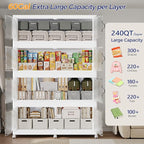 300GAL Plastic Storage Bins with Lid, 1200QT Extra Large Stackable Closet Organizers and Storage, Collapsible Storage Boxes with Wheels, Folding Cabinet for Home Kitchen Office, 5Pack White
