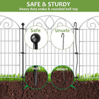 10 Panels No Dig Tall Garden Fence with Gate – 44" H X 23.6' L Rustproof Metal Dog Fence Outdoor for Yard, Decorative Animal Barrier Fence for Pet, Garden Border, Patio, Flower | Temporary Fencing